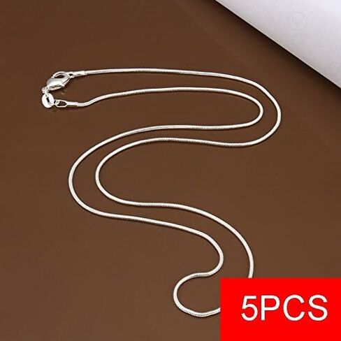 Zhx 3PCS/5PCS 925 Sterling Silver Snake Chains Necklaces 16" 18" 20" 22" 24" 26" 28" 30" in Kuwait