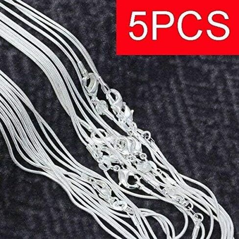 Zhx 3PCS/5PCS 925 Sterling Silver Snake Chains Necklaces 16" 18" 20" 22" 24" 26" 28" 30" in Kuwait