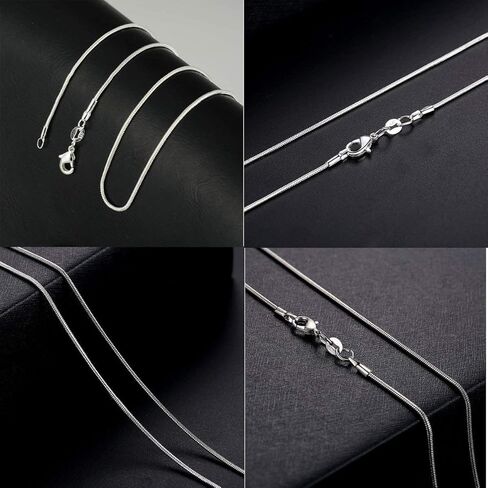Zhx 3PCS/5PCS 925 Sterling Silver Snake Chains Necklaces 16" 18" 20" 22" 24" 26" 28" 30" in Kuwait
