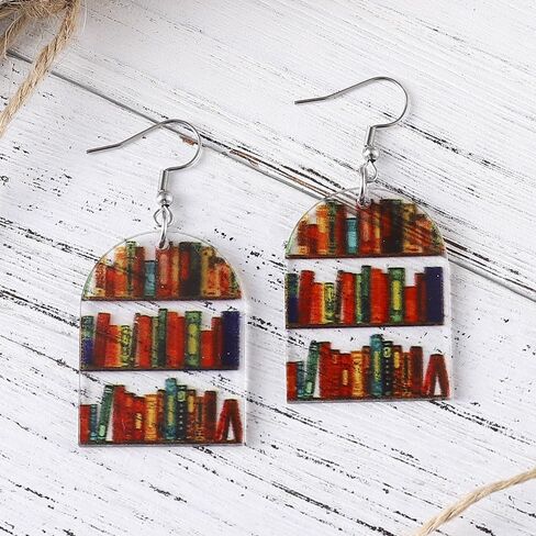 Transparent Bookcase Dangle Earrings Library Book Acrylic Earrings Teachers Appreciation Gifts Book Lovers Gifts from Students in Saudi Arabia