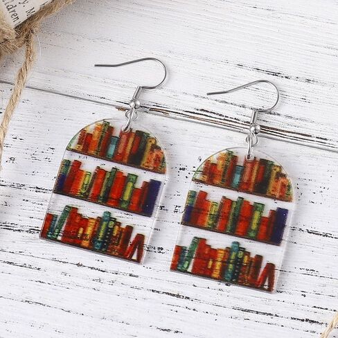 Transparent Bookcase Dangle Earrings Library Book Acrylic Earrings Teachers Appreciation Gifts Book Lovers Gifts from Students in Saudi Arabia