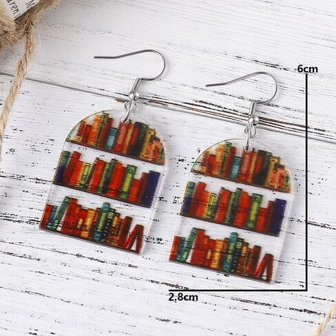 Transparent Bookcase Dangle Earrings Library Book Acrylic Earrings Teachers Appreciation Gifts Book Lovers Gifts from Students in Saudi Arabia