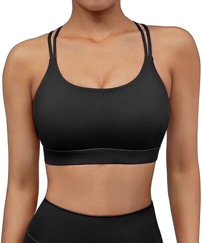 SUUKSESS Women Open Back Strappy Sports Bra Criss Cross Backless Padded Crop Top in Saudi Arabia