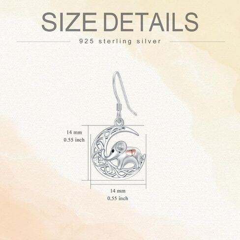 YEESIA Celtic Moon Earrings For Women Sterling Silver Elephant Dangle Drop Earring Animal Jewelry Gifts For Teen Girls Wife Mon Daughter Sister Friend, Sterling Silver, Moonstone in Kuwait