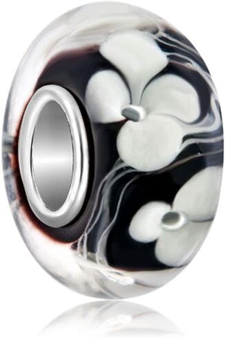 925 فضة سحرية زهرة سوداء لامبورك مورانو خرز زجاجي صناعي لسوار ساحر... in Kuwait