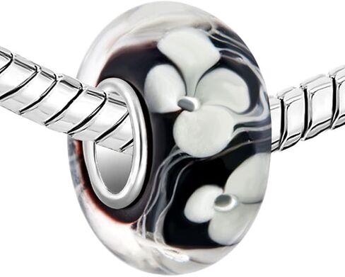 925 فضة سحرية زهرة سوداء لامبورك مورانو خرز زجاجي صناعي لسوار ساحر... in Kuwait