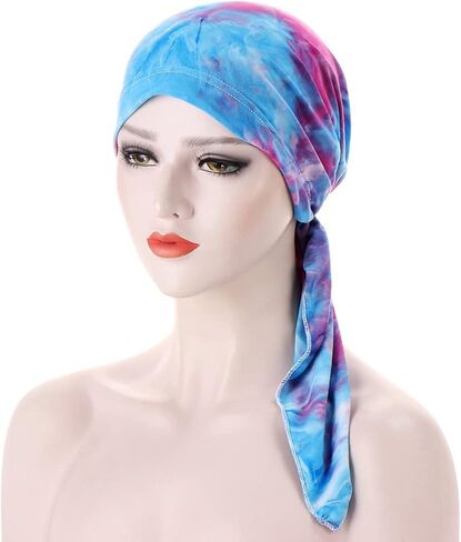 Pre Tied Wide Head Scarf for Women Long Turban Head Wraps Headbands Cancer Chemo Bandana Headscarf Hat Cap in Saudi Arabia