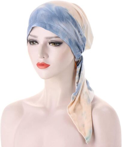 Pre Tied Wide Head Scarf for Women Long Turban Head Wraps Headbands Cancer Chemo Bandana Headscarf Hat Cap in Saudi Arabia