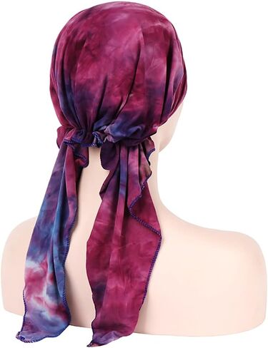 Pre Tied Wide Head Scarf for Women Long Turban Head Wraps Headbands Cancer Chemo Bandana Headscarf Hat Cap in Saudi Arabia