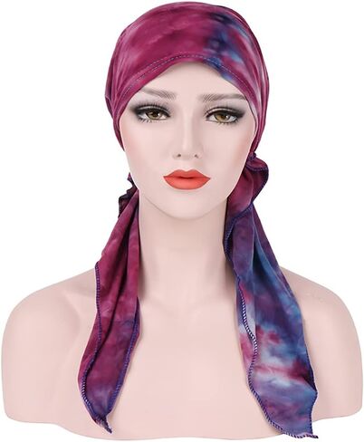 Pre Tied Wide Head Scarf for Women Long Turban Head Wraps Headbands Cancer Chemo Bandana Headscarf Hat Cap in Saudi Arabia