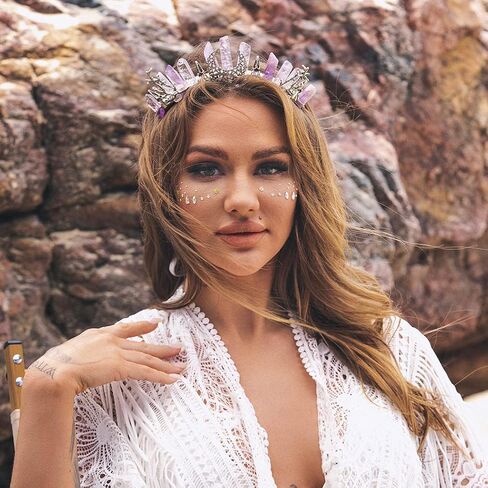 فورميري شريط راس من الكوارتز بلون فضي من الكريستال الخام مزين باحجار طبيعية مصنوعة يدويا على شكل فرع ساحرة للنساء in Saudi Arabia