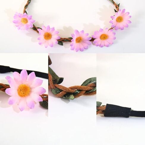 Flower Crowns For Women,12 Pieces Easter Multicolor Lady Girl Fashion Flower Crown Floral Garland Headbands, Multicolor Daisy Flower Headband With Adjustable Elastic Ribbon For Festival Wedding Party in Kuwait