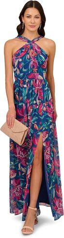 Adrianna Papell Women's Printed Chiffon Halter Gown in Saudi Arabia