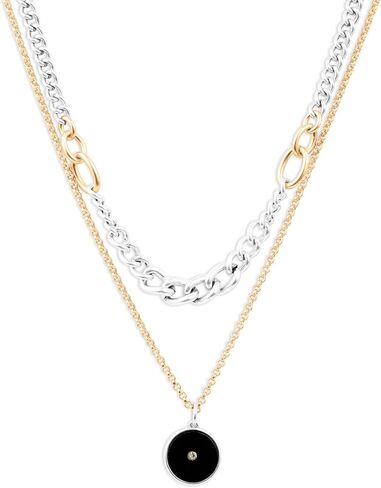 Lucky Brand Reversible Onyx Charm Chain Layer Necklace,Two Tone,One Size in Saudi Arabia
