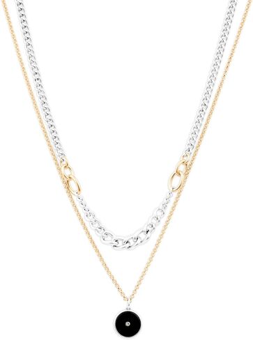 Lucky Brand Reversible Onyx Charm Chain Layer Necklace,Two Tone,One Size in Saudi Arabia