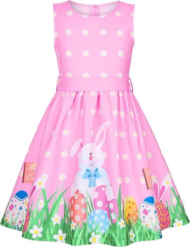 Easter Bunny Dress for Girls Easter Outfit Sleeveless Bunny Tutu Dress with Colored Belt for Easter Sping Party in Saudi Arabia