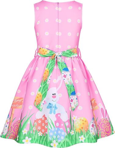 Easter Bunny Dress for Girls Easter Outfit Sleeveless Bunny Tutu Dress with Colored Belt for Easter Sping Party in Saudi Arabia
