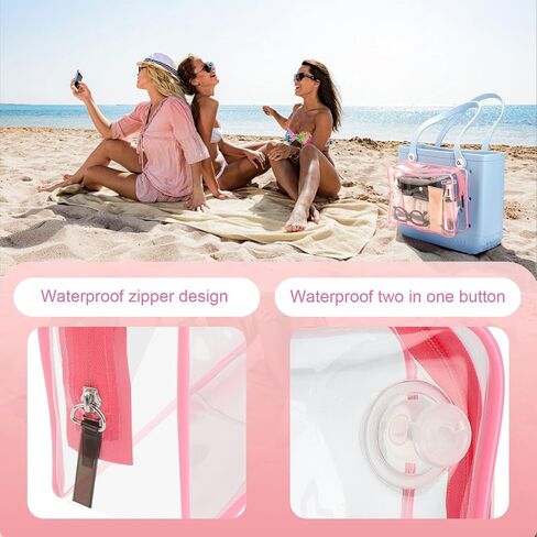 WALLFID 3PCS Waterproof Clear Insert Bag for Large Bogg Bag Accessories,Waterproof Design,Transparent Travel Toiletry Brush Organizer for Beach Tote Bag,Three Sizes a Set (Grass green) in Saudi Arabia