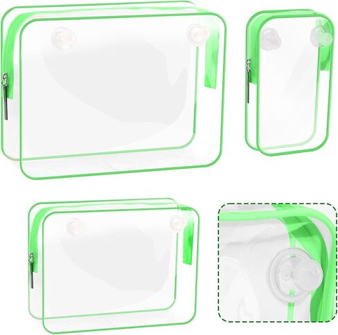 WALLFID 3PCS Waterproof Clear Insert Bag for Large Bogg Bag Accessories,Waterproof Design,Transparent Travel Toiletry Brush Organizer for Beach Tote Bag,Three Sizes a Set (Grass green) in Saudi Arabia