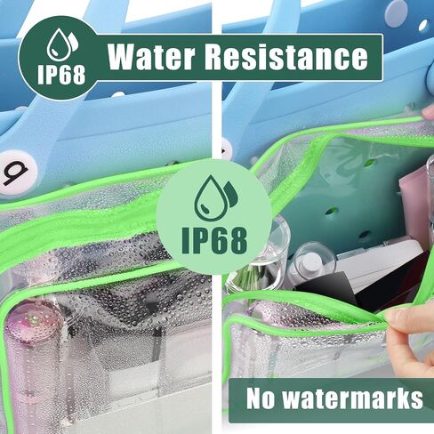 WALLFID 3PCS Waterproof Clear Insert Bag for Large Bogg Bag Accessories,Waterproof Design,Transparent Travel Toiletry Brush Organizer for Beach Tote Bag,Three Sizes a Set (Grass green) in Saudi Arabia