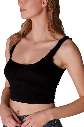 NIKIBIKI Women Seamless Lettuce Edge Crop Top, Made in U.S.A, One Size in Saudi Arabia