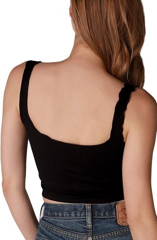 NIKIBIKI Women Seamless Lettuce Edge Crop Top, Made in U.S.A, One Size in Saudi Arabia