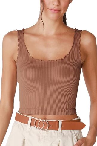 NIKIBIKI Women Seamless Lettuce Edge Crop Top, Made in U.S.A, One Size in Saudi Arabia