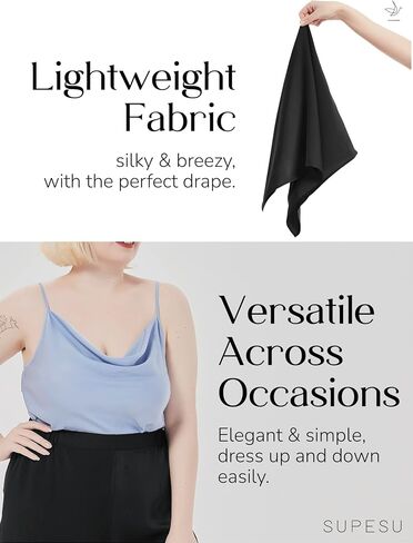 SUPESU Women's Satin Tank Top Ladies Cowl Neck Camisole Silky Loose Sleeveless Spaghetti Strap Blouse Shirt in Saudi Arabia