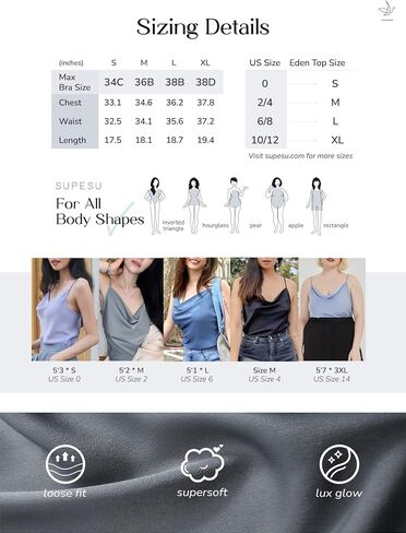 SUPESU Women's Satin Tank Top Ladies Cowl Neck Camisole Silky Loose Sleeveless Spaghetti Strap Blouse Shirt in Saudi Arabia