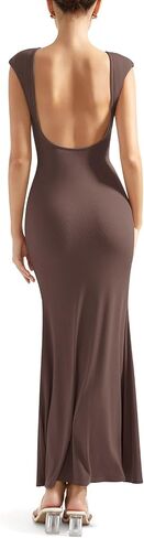 SUUKSESS Women Backless Fitted Bodycon Maxi Dress Sexy Open Back Y2K Long Dress in Saudi Arabia