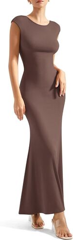 SUUKSESS Women Backless Fitted Bodycon Maxi Dress Sexy Open Back Y2K Long Dress in Saudi Arabia