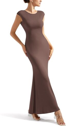 SUUKSESS Women Backless Fitted Bodycon Maxi Dress Sexy Open Back Y2K Long Dress in Saudi Arabia