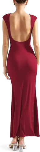SUUKSESS Women Backless Fitted Bodycon Maxi Dress Sexy Open Back Y2K Long Dress in Saudi Arabia