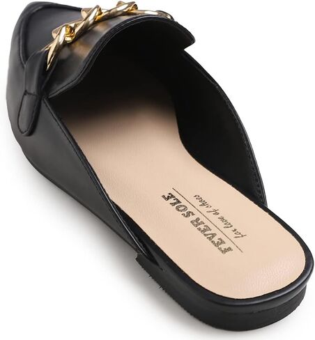 FEVERSOLE Women's Fashion Deco Mules Slip On Backless Slide Flats in Saudi Arabia