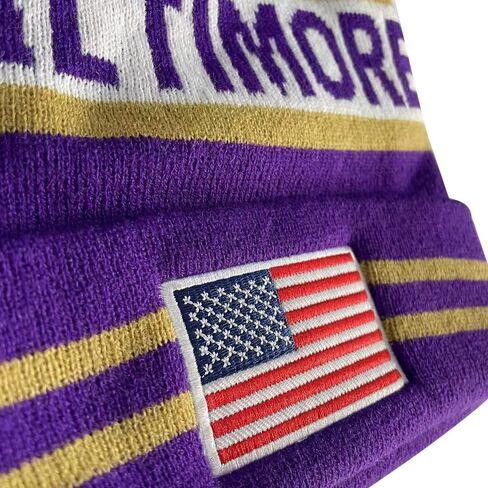 US Flag Baltimore City Football Embroidery Classic Pom Cuff Baltimore Beanie Hat Cuffed Winter Hat Knit Toque Skull Cap Purple in Kuwait