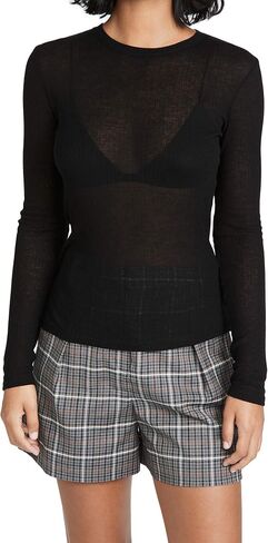Vince Women's Rib Long Sleeve Crew in Saudi Arabia