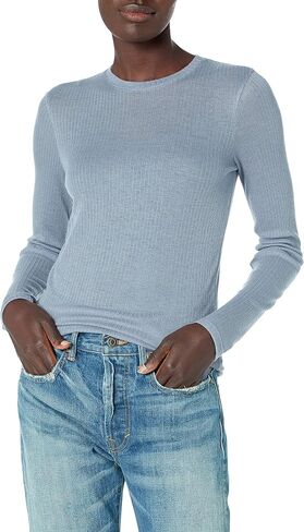 Vince Women's Rib Long Sleeve Crew in Saudi Arabia