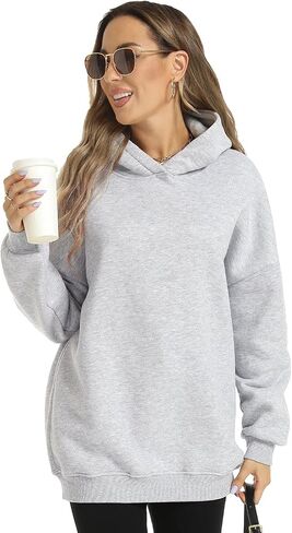 FANCYINN Women Solid Pullover Hoodie Oversized Drop Shoulder Long Sleeve Athletic Sweatshirt Fleece Casual Y2K Fall Clothes in Saudi Arabia