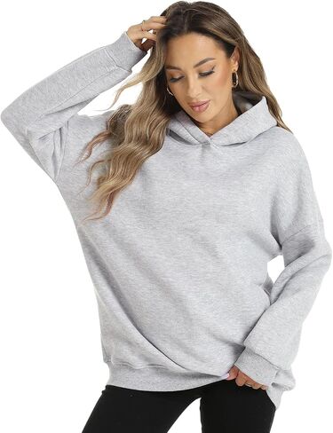 FANCYINN Women Solid Pullover Hoodie Oversized Drop Shoulder Long Sleeve Athletic Sweatshirt Fleece Casual Y2K Fall Clothes in Saudi Arabia