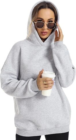 FANCYINN Women Solid Pullover Hoodie Oversized Drop Shoulder Long Sleeve Athletic Sweatshirt Fleece Casual Y2K Fall Clothes in Saudi Arabia