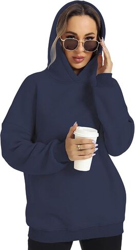 FANCYINN Women Solid Pullover Hoodie Oversized Drop Shoulder Long Sleeve Athletic Sweatshirt Fleece Casual Y2K Fall Clothes in Saudi Arabia