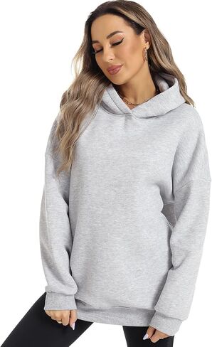 FANCYINN Women Solid Pullover Hoodie Oversized Drop Shoulder Long Sleeve Athletic Sweatshirt Fleece Casual Y2K Fall Clothes in Saudi Arabia