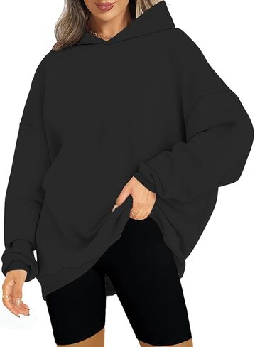 FANCYINN Women Solid Pullover Hoodie Oversized Drop Shoulder Long Sleeve Athletic Sweatshirt Fleece Casual Y2K Fall Clothes in Saudi Arabia