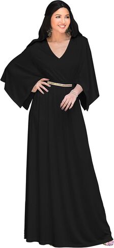 KOH KOH Womens Long Elegant V-Neck Batwing Sleeve Cocktail Kaftan Maxi Dress in Kuwait