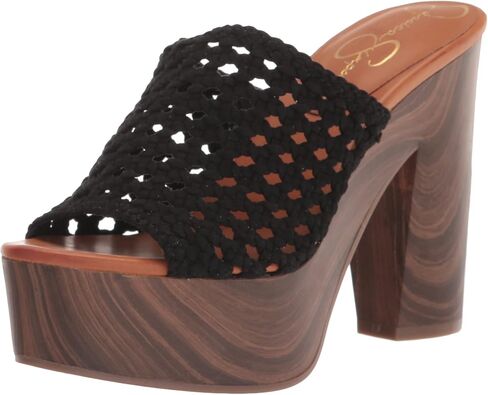 Jessica Simpson Women's Shelbie Block Heel Platform Heeled Sandal, Black, 7 in Saudi Arabia