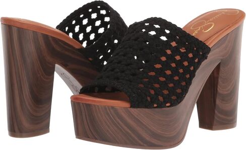 Jessica Simpson Women's Shelbie Block Heel Platform Heeled Sandal, Black, 7 in Saudi Arabia