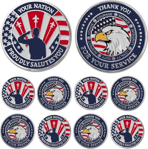 10 Pieces Commemorative Thank You for Your Service Coins - Collectible Appreciation Military Challenge Coins Gifts for Veterans, Army, Navy, Marines, Coast Guard, Police, Firefighter, Paramedics in Saudi Arabia