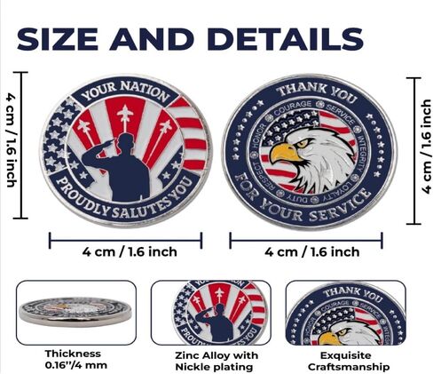 10 Pieces Commemorative Thank You for Your Service Coins - Collectible Appreciation Military Challenge Coins Gifts for Veterans, Army, Navy, Marines, Coast Guard, Police, Firefighter, Paramedics in Saudi Arabia
