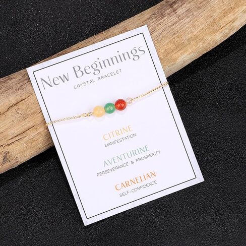 xuzhiyuan Healing Chakra Crystal Tiger Eye Bead Bracelet with Wish Card for Women girl teen Adjustable Spiritual Anxiety Relief Reiki Stone Braide String Bracelet Yoga Meditation Jewelry Gift in Kuwait