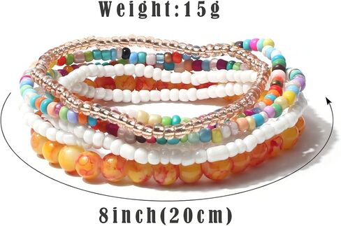6 Sets Stackable Multi Layer Bohemian Bead Bracelet Layered Stretch Bangles Bracelets Colorful Jewelry in Saudi Arabia